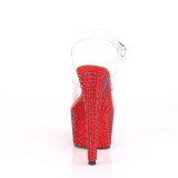 Rojo 18 cm BEJEWELED-708DM plataforma zapatos de tacn con piedras