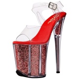 Rojo 20 cm FLAMINGO-808G Brillo Plataforma Tacones de Aguja