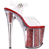 Rojo 20 cm FLAMINGO-808G Brillo Plataforma Tacones de Aguja