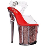 Rojo 20 cm FLAMINGO-808G Brillo Plataforma Tacones de Aguja