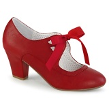 Rojo 6,5 cm WIGGLE-32 retro vintage zapatos de saln maryjane tacn ancho