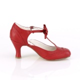 Rojo 7,5 cm retro vintage FLAPPER-11 Pinup zapatos de saln tacn bajo