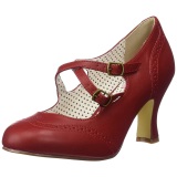 Rojo 7,5 cm retro vintage FLAPPER-35 Pinup zapatos de saln tacn bajo