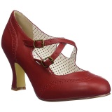 Rojo 7,5 cm retro vintage FLAPPER-35 Pinup zapatos de saln tacn bajo