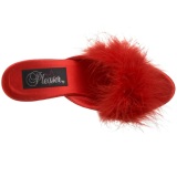 Rojo 8 cm BELLE-301F Tacn plumas de marabu Mules Calzado