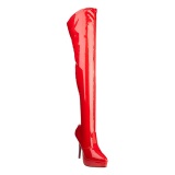 Rojo Charol 13,5 cm INDULGE-3000 Botas Over Knee Plataforma