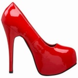 Rojo Charol 14,5 cm Burlesque BORDELLO TEEZE-06 Plataforma Zapatos de Saln