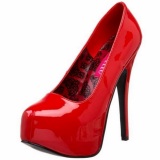 Rojo Charol 14,5 cm Burlesque BORDELLO TEEZE-06 Plataforma Zapatos de Saln