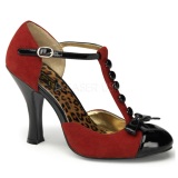 Rojo Gamuza 10 cm SMITTEN-10 Rockabilly zapatos de saln tacn bajo