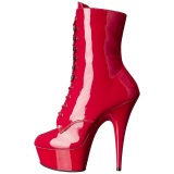 Rojo Lacado 15,5 cm DELIGHT-1020 Plataforma botines altos mujer