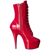 Rojo Lacado 15,5 cm DELIGHT-1020 Plataforma botines altos mujer