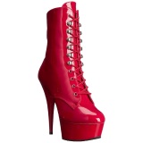 Rojo Lacado 15,5 cm DELIGHT-1020 Plataforma botines altos mujer