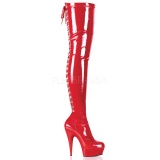 Rojo Lacado 15,5 cm DELIGHT-3063 Botas Altas Plataforma