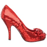 Rojo Lentejuelas 11,5 cm OZ-06 Zapato Saln para Fiesta con Tacn