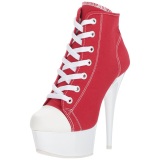 Rojo Neon 15 cm DELIGHT-600SK-02 Zapatos de lona con tacn