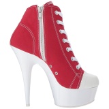 Rojo Neon 15 cm DELIGHT-600SK-02 Zapatos de lona con tacn