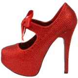 Rojo Piedras Strass 14,5 cm Burlesque TEEZE-04R Plataforma Zapato Saln