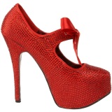 Rojo Piedras Strass 14,5 cm Burlesque TEEZE-04R Plataforma Zapato Saln