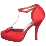 Rojo Satinado 12 cm retro vintage CUTIEPIE-12 zapatos de saln tacn bajo