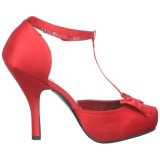 Rojo Satinado 12 cm retro vintage CUTIEPIE-12 zapatos de saln tacn bajo