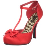 Rojo Satinado 12 cm retro vintage CUTIEPIE-12 zapatos de saln tacn bajo