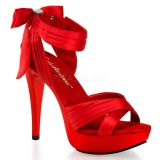 Rojo Satinado 13 cm COCKTAIL-568 Zapatos de Tacn Alto