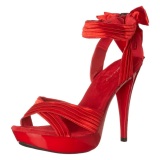 Rojo Satinado 13 cm COCKTAIL-568 Zapatos de Tacn Alto