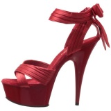 Rojo Satinado 15 cm DELIGHT-668 Sandalias Altos de Noche con Tacn