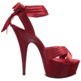 Rojo Satinado 15 cm DELIGHT-668 Sandalias Altos de Noche con Tacn