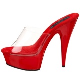 Rojo Transparente 15,5 cm DELIGHT-601 Plataforma Mules Altos