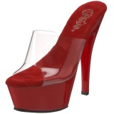 Rojo Transparente 15,5 cm KISS-201 Plataforma Mules Altos