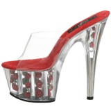 Rojo Transparente 18 cm ADORE-701FL Plataforma Mules Altos