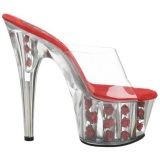 Rojo Transparente 18 cm ADORE-701FL Plataforma Mules Altos