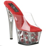 Rojo Transparente 18 cm ADORE-701FL Plataforma Mules Altos