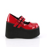 Rojo Vegano 11,5 cm DemoniaCult KERA-08 zapatos de saln mary jane plataforma