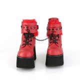 Rojo Vegano 9 cm ASHES-57 lolita botines tacn ancho plataforma