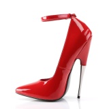 Rojo charol 16 cm zapatos puntiagudas de aguja stiletto metalico