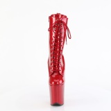 Rojo glitter 20 cm plataforma botines tacn alto mujer