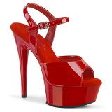 Rojo sandalias pleaser con plataforma 15 cm EXCITE-609