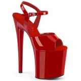 Rojo sandalias pleaser con plataforma 20 cm NAUGHTY-809