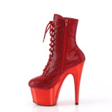 Rojo strass botines pleaser con plataforma 18 cm ADORE-1020CHRS