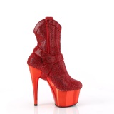 Rojo strass botines western cowboy plataforma 18 cm ADORE-1029CHRS