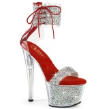 Rojos 18 cm SKY-327RSI tacn alto con correa al tobillo strass