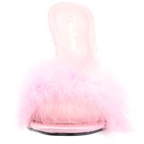 Rosa 10 cm CLASSIQUE-01F pantuflas tacn alto mujer con plumas de marabu