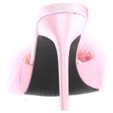 Rosa 10 cm CLASSIQUE-01F pantuflas tacn alto mujer con plumas de marabu