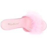 Rosa 10 cm CLASSIQUE-01F pantuflas tacn alto mujer con plumas de marabu