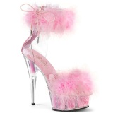 Rosa 15 cm DELIGHT-624F sandalias de tacn con plumas pole dance