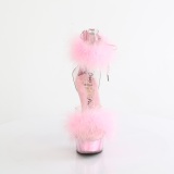 Rosa 15 cm DELIGHT-624F sandalias de tacn con plumas pole dance