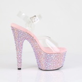 Rosa 18 cm BEJEWELED-708MS Zapatos altos pole dance strass plataforma