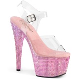 Rosa 18 cm BEJEWELED-708RRS Zapatos altos pole dance strass plataforma